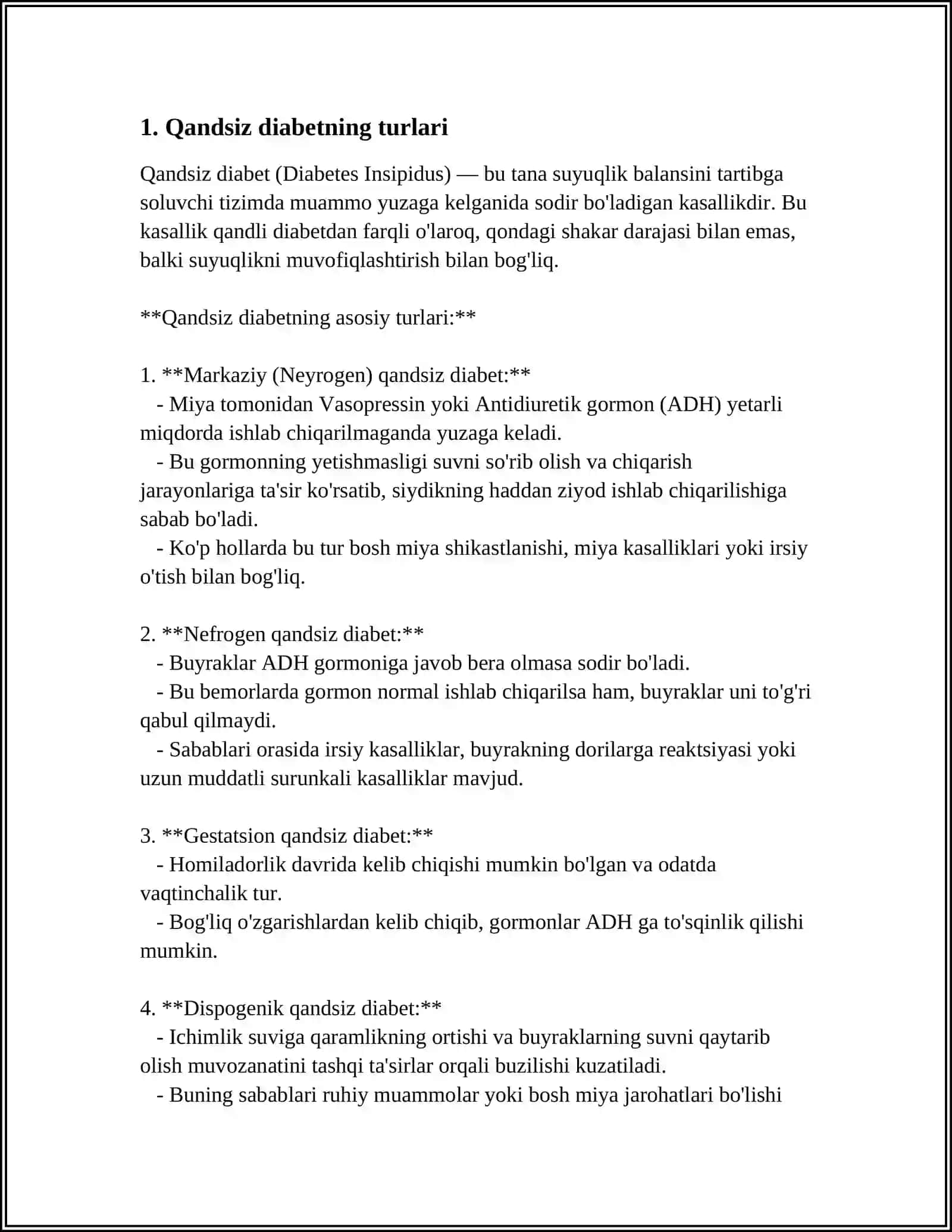 QANDSIZ DIABETNI DAVOLASHDA ISHLATILADIGAN DORI VOSITALARI 3