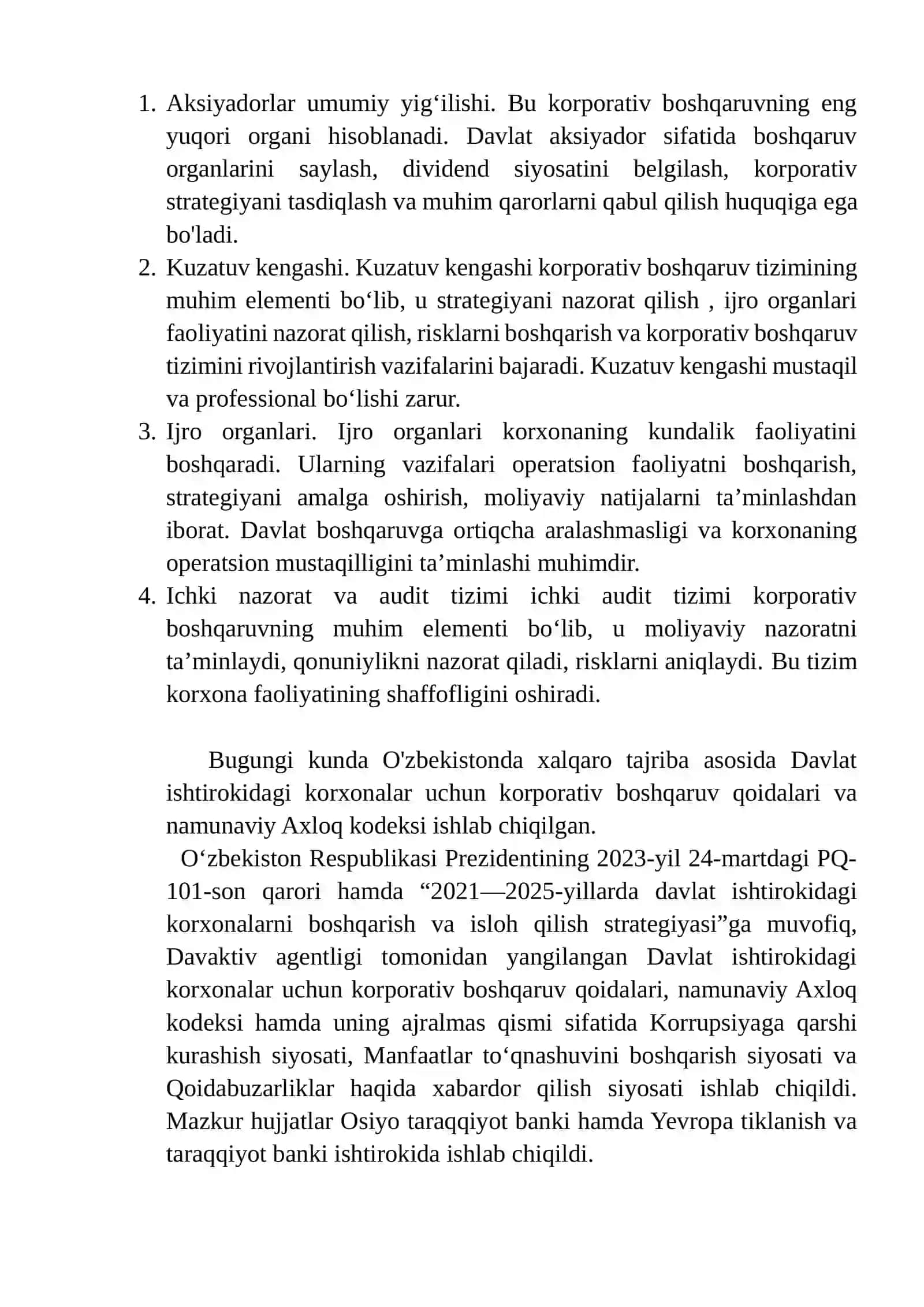 Davlat ulushi mavjud korporativ tuzilmalarda korporativ boshqaruv tizimi 3
