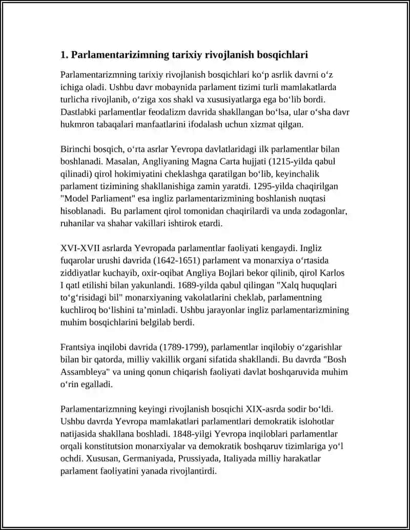 PARLAMENTARIZIMNING RIVOJLANISH XUSUSIYATLARI 3
