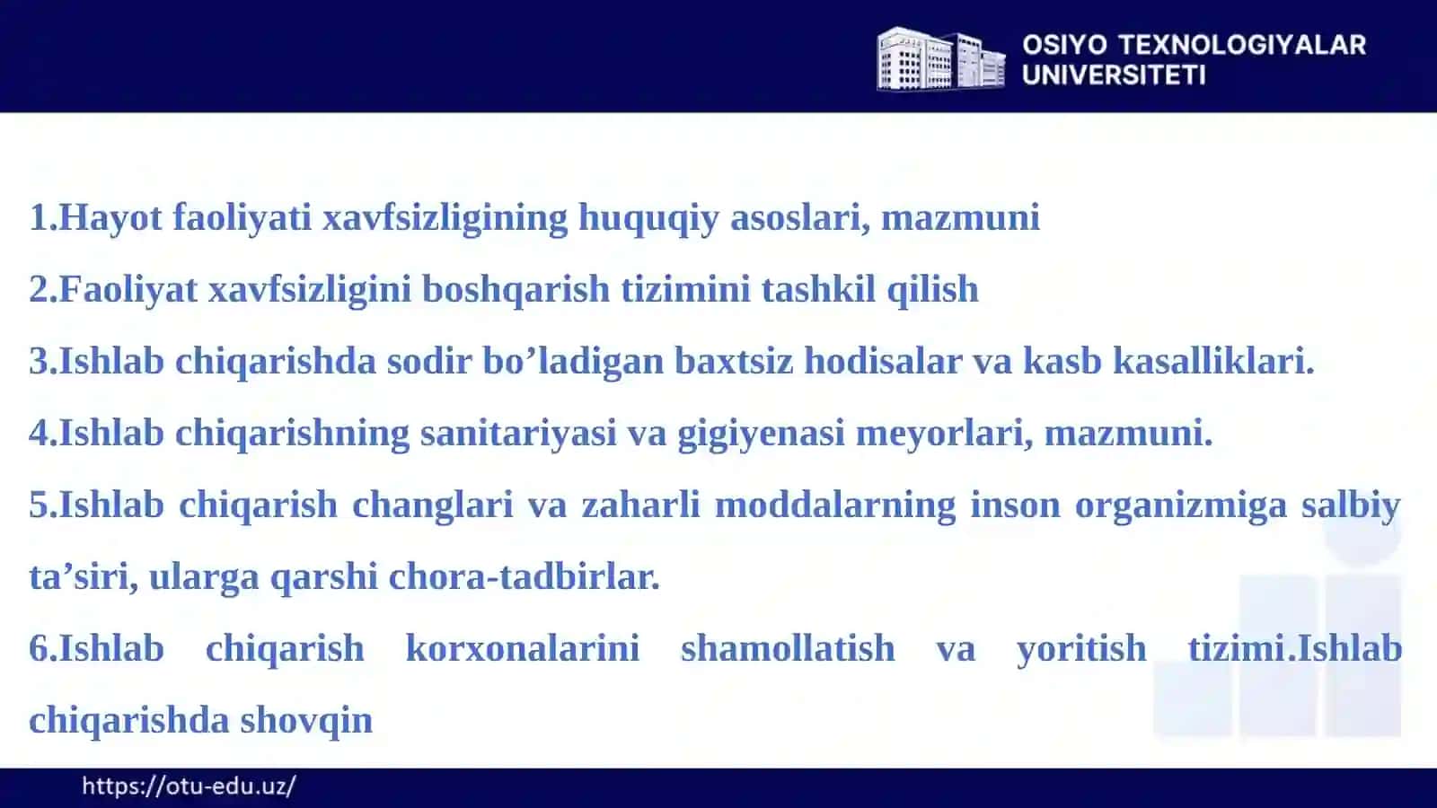ISHLAB CHIQARISHDA FAOLIYAT XAVFSIZLIGINI BOSHQARISH TIZIMINI TASHKIL QILISH 3