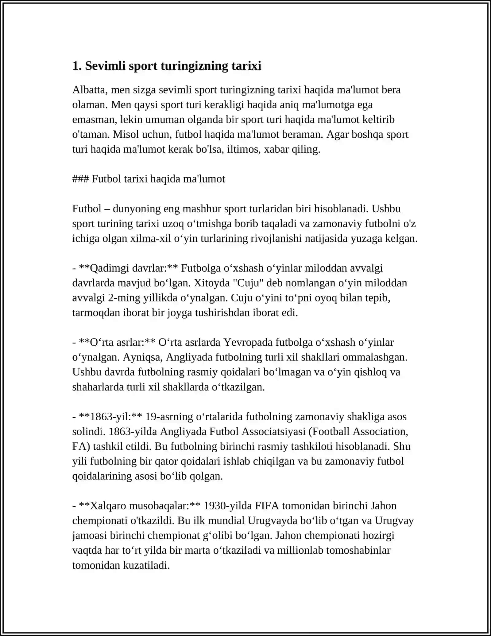 Sevimli sport turingizning tarixi 3