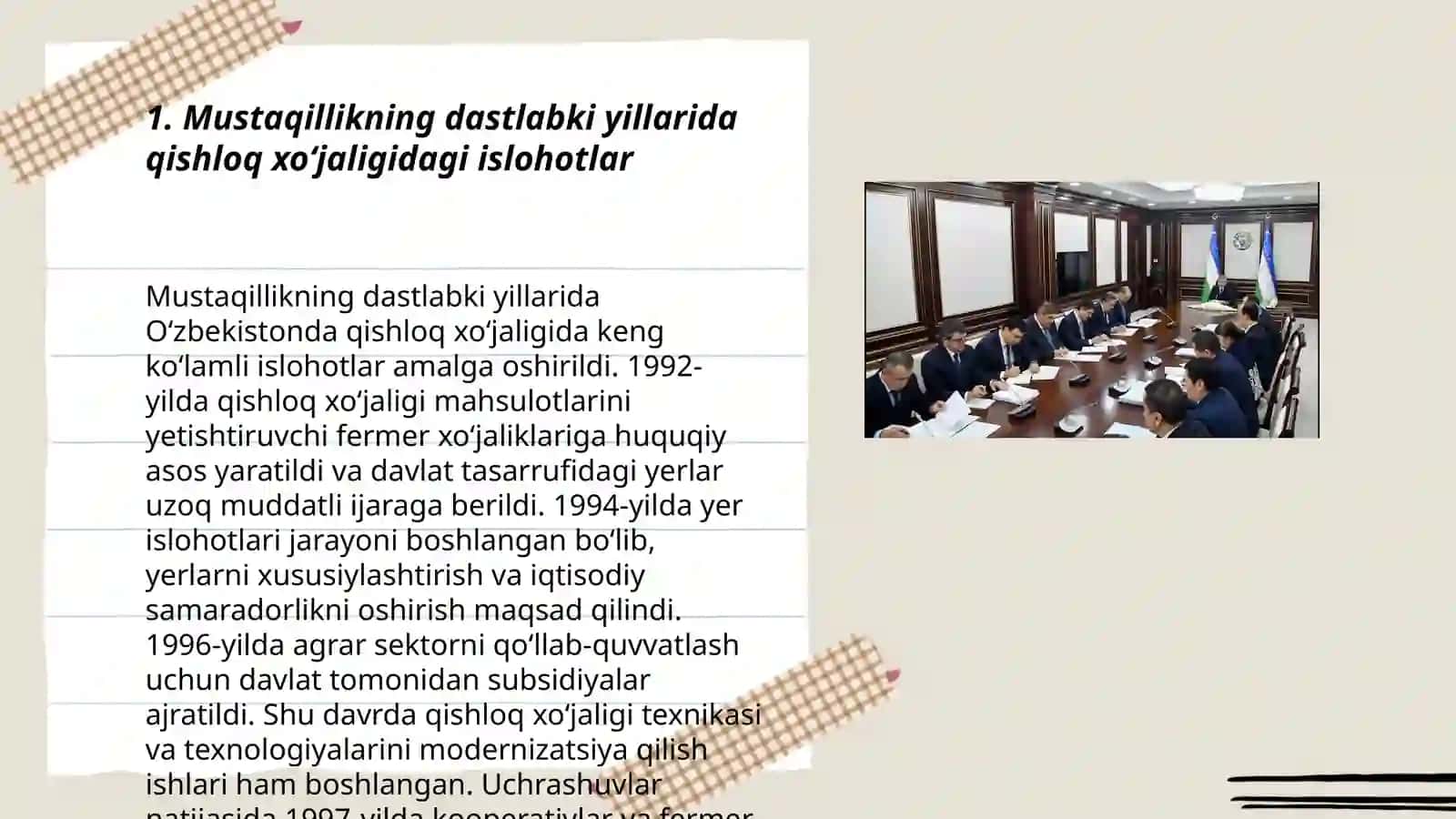Mustaqillik yillarida qishloq xo‘jaligi va sanoat sohasidagi o‘zgarishlar 3