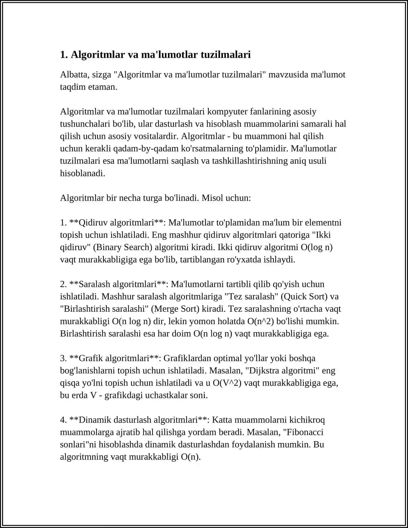 Algoritmlar va ma'lumotlar tuzilmalari 3