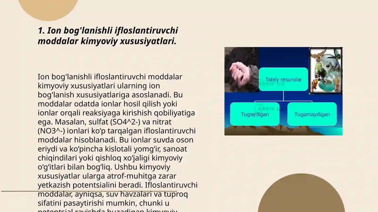 Tuproq va suvning ifloslanishida ion bog'lanishli birikmalarni aniqlab ulardan tozalash g'oyasini ishlab chiqish 3