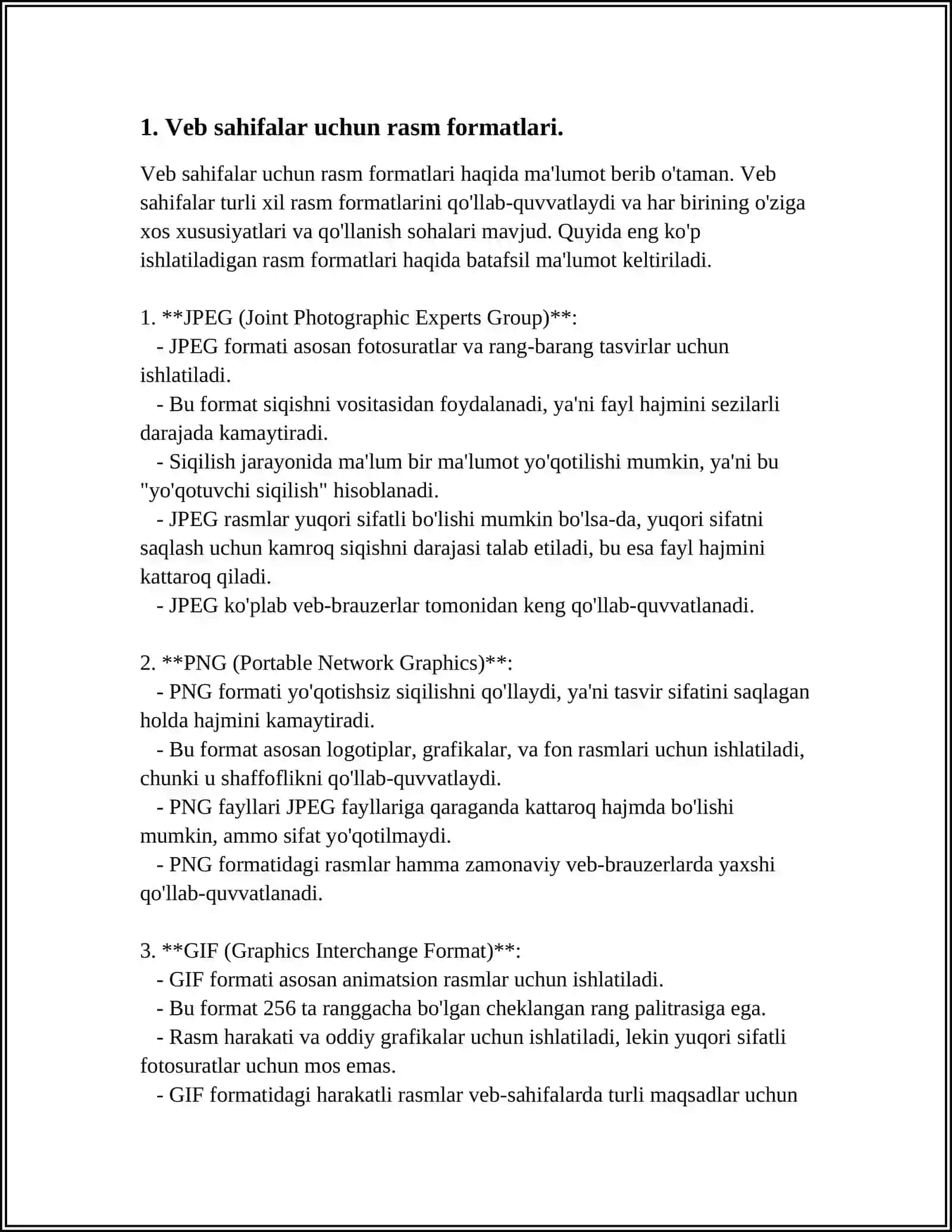 WEB SAHIFALARGA RASMLI, GRAFIKLI MALUMOTLARNI JOYLASHTIRISH VA BEZASH 3