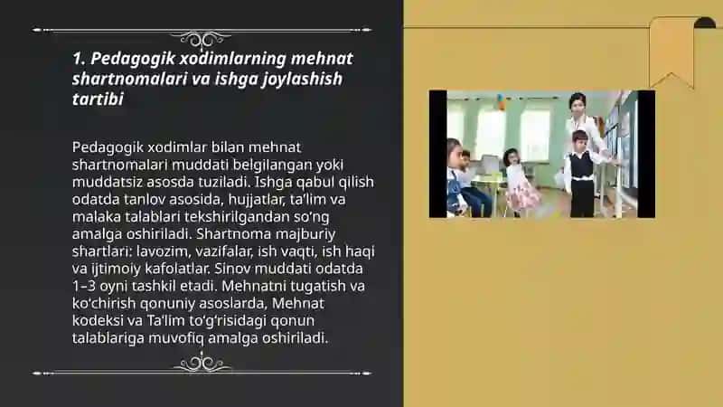 Taʼlim tashkilotlarida pedagogik xodimlarning huquqiy maqomi 3