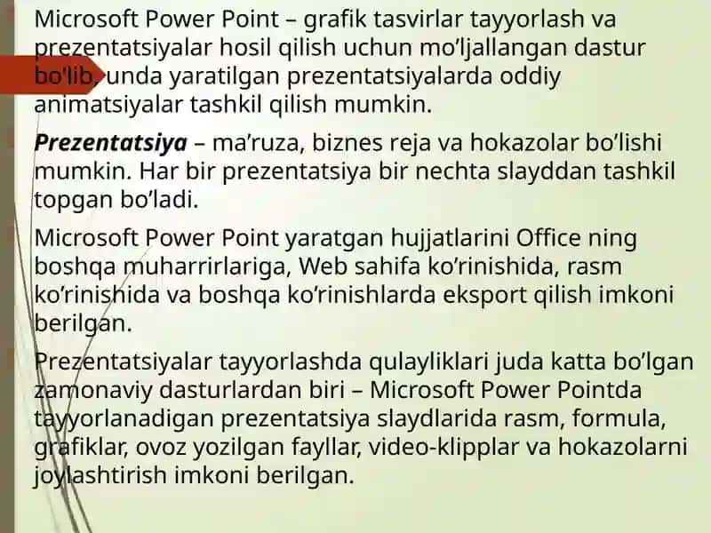 Taqdimotlar bilan ishlash texnologiyasi 3