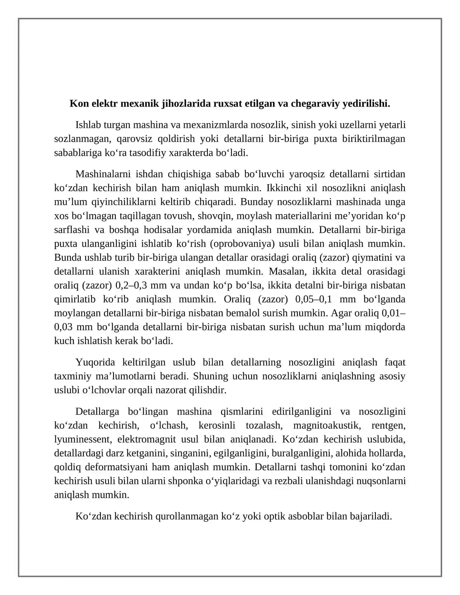 Kon elеktr mехanik jihozlaridagi yedirilishlarni va nosozliklarni aniqlash 3