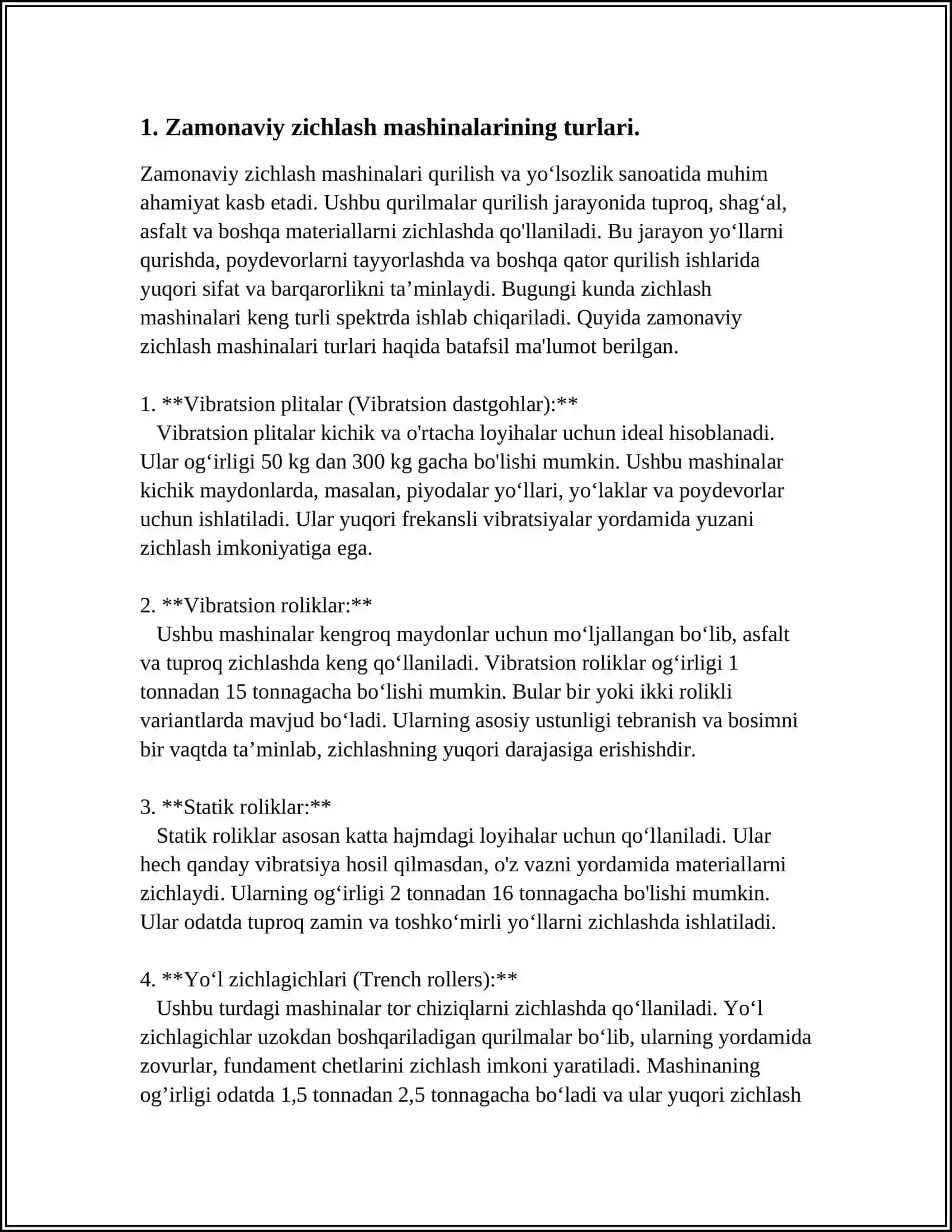 AVTOMOBIL YO'LLARINI QURISHDA ZAMONAVIY ZICHLASH MASHINALARI VA ULARNING O‘ZIGA XOS XUSUSIYATLARI 3