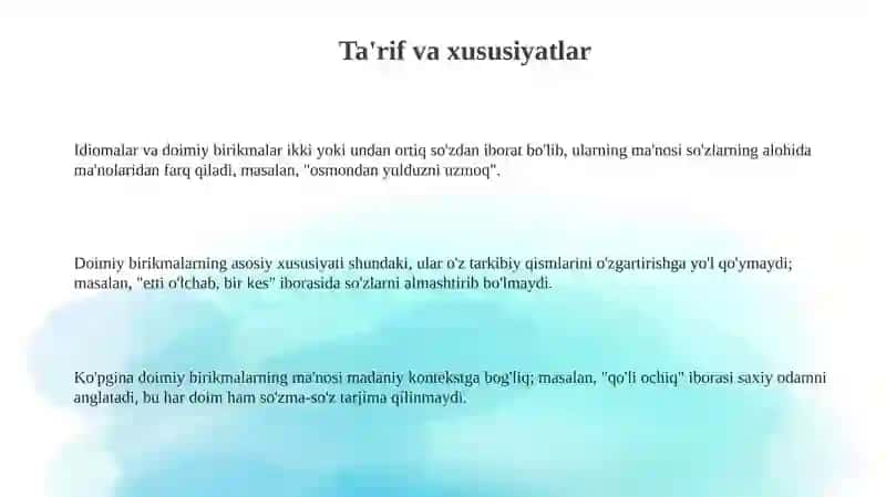 Turgʻunsoʻzbirikmalari.Iboralar 3