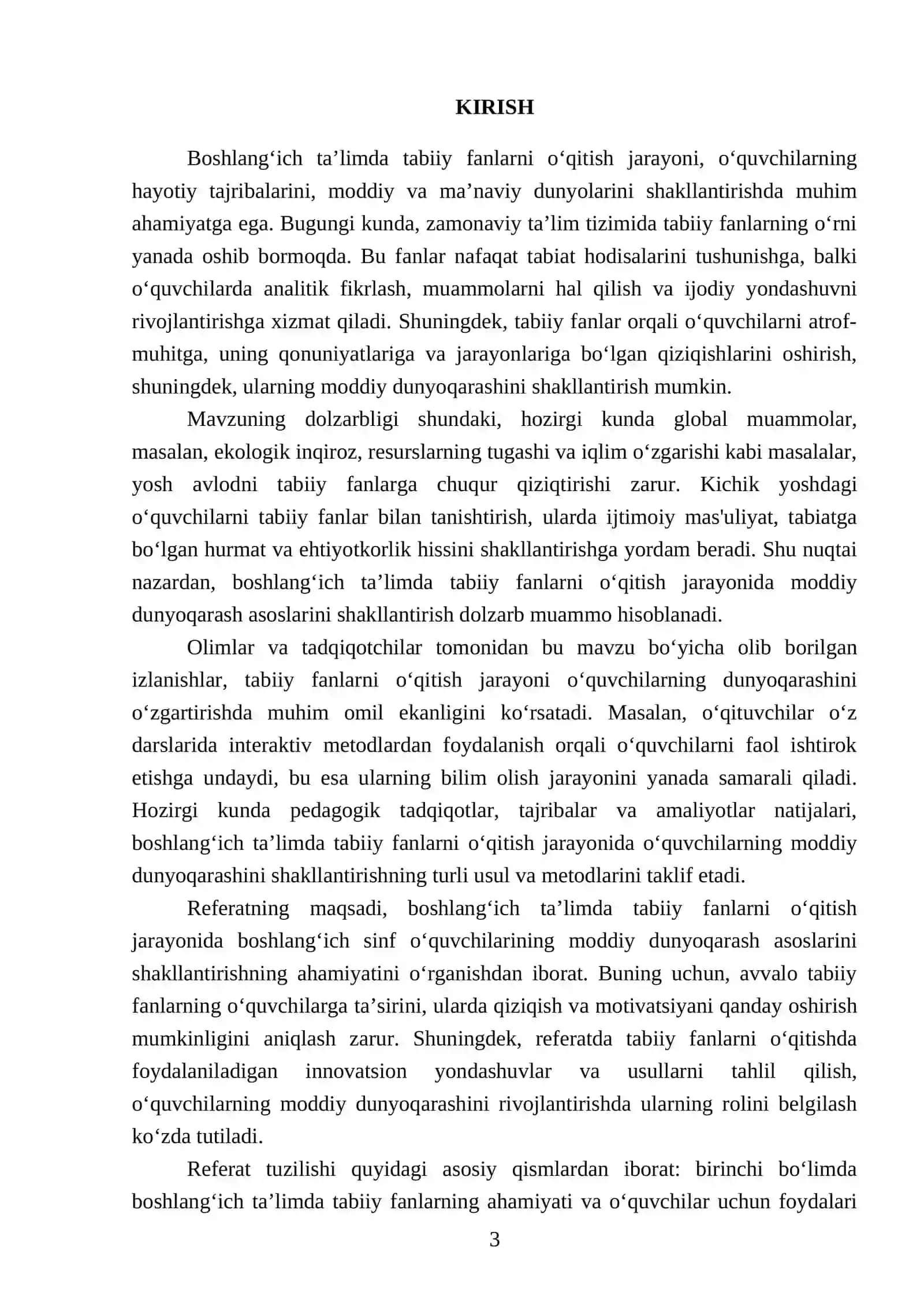 Boshlang‘ich ta’lim tabiiy fanlarni o‘qitish jarayonida boshlang‘ich sinf o‘quvchilarining moddiy dunyoqarash asoslarini shakllantirish 3