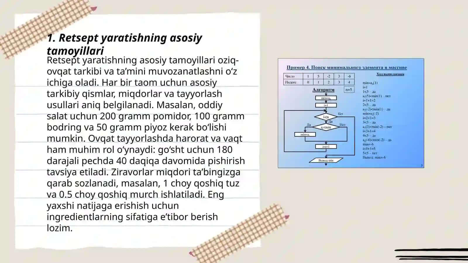 Qiyinchilik tug'diradigan retseptlar algoritmi 3
