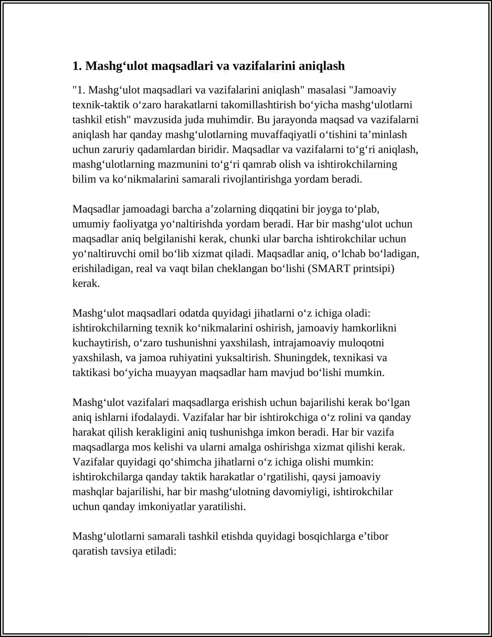 Jamoaviy Texnik-Taktik Oʼzaro Harakatlarini Takomillashtirish Boʻyicha Mashgʻulotlar 3