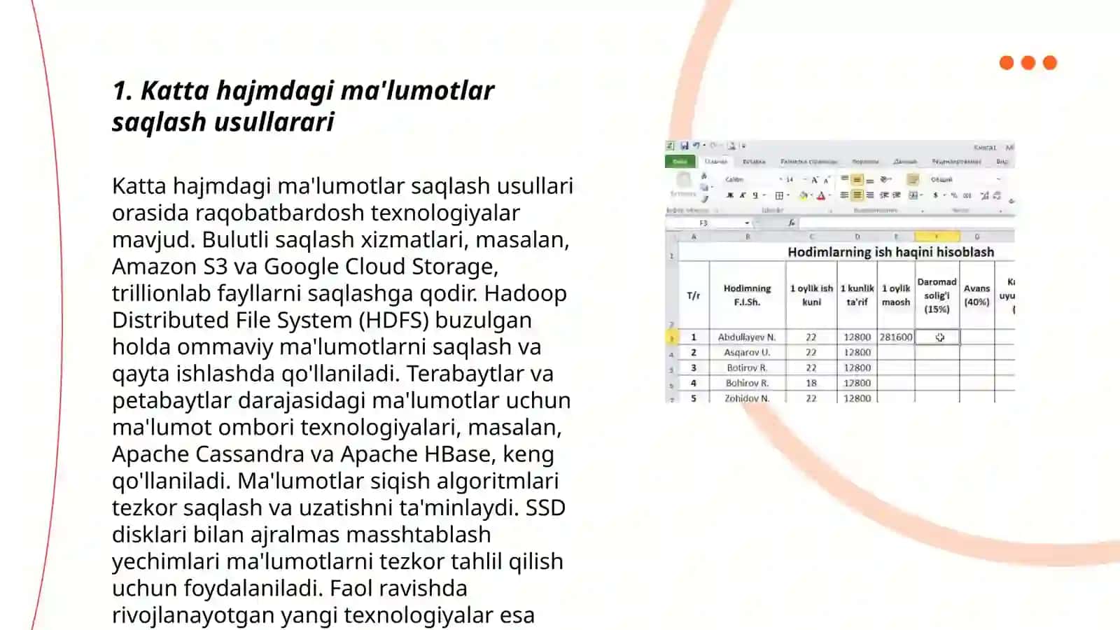 Katta hajmdagi malumotlar bilan ishlash texnalogiyalari 3