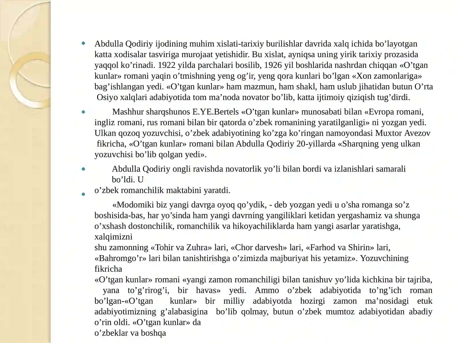 Abdulla  Qodiriyning “O’tgan Kunlar” romani. Badiiy  tasvir vositalari 3
