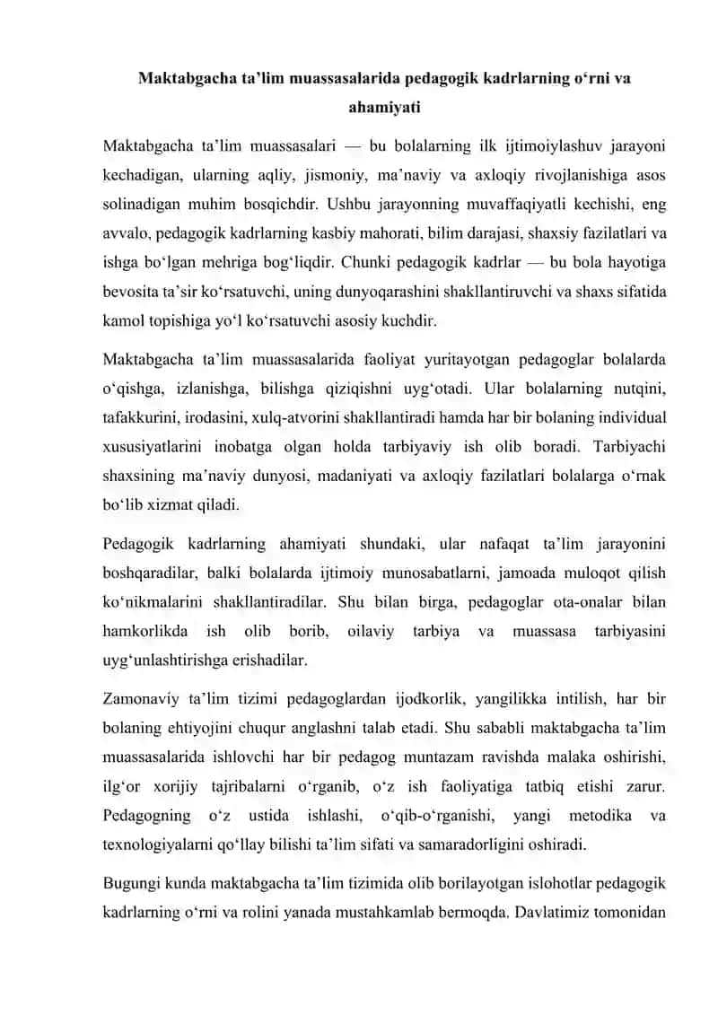 Maktabgacha tarbiya muassasalarining pedagogik kadrlari 3