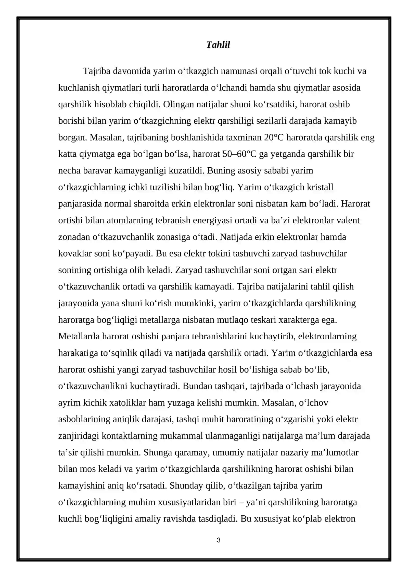Yarim o‘tkazgichlar qarshiligining haroratga bog‘liqligini o‘rganish 3