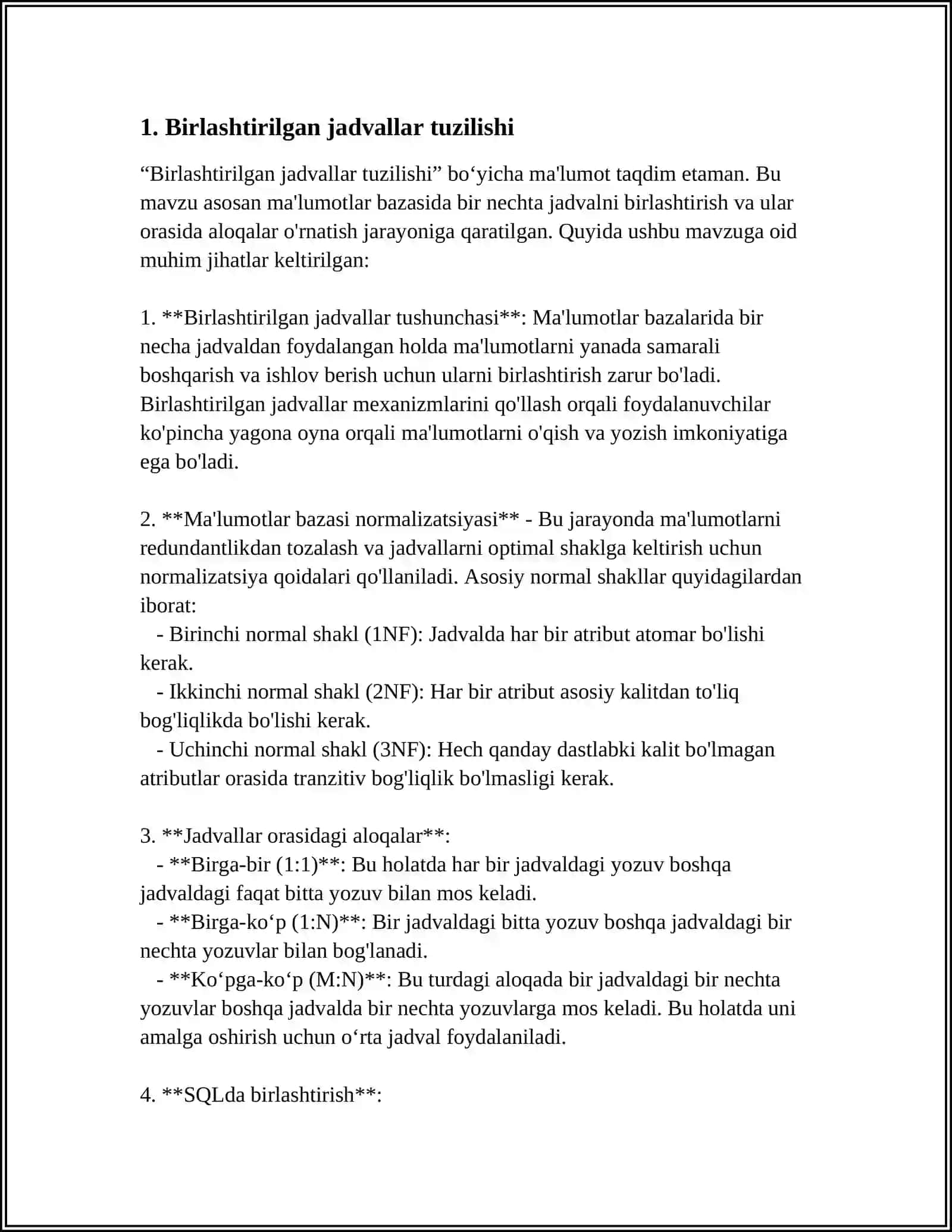 BIRLASHGAN JADVALLAR MAVZUSI 3