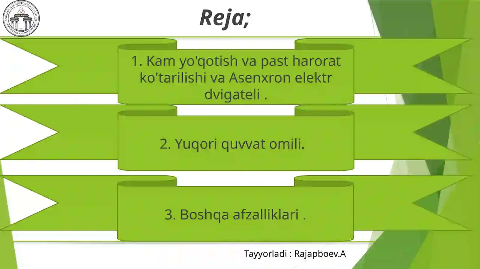 Past quvvatli senxron dvigatelining energiya tejamkorligini tadqiq qilish 3