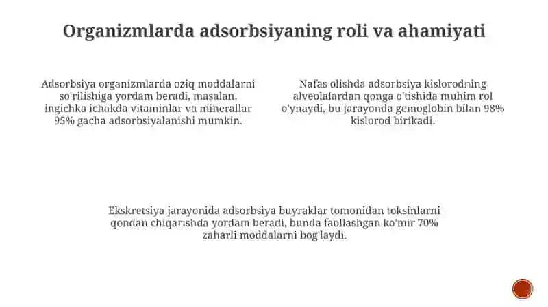 Organizmning hayot faoliyatida adsorbsiya jarayoni 3