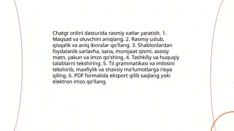 Chatgt onlini dasturida hujjatlar yaratish 3