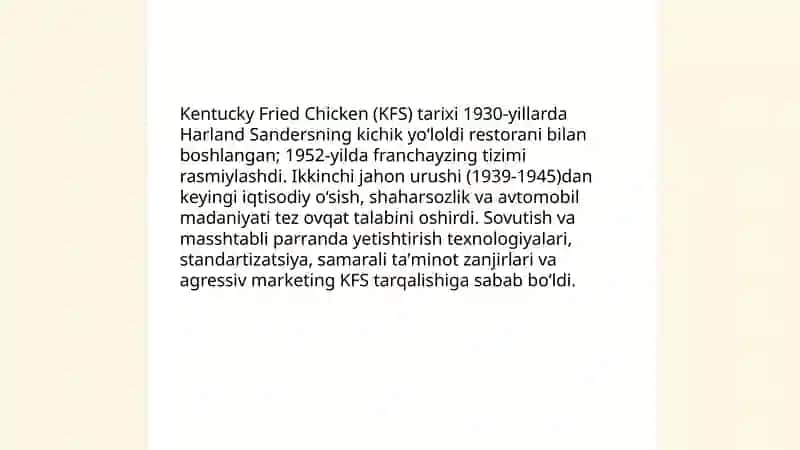 Kfs fast foodi paydo bolishi tarixi 3