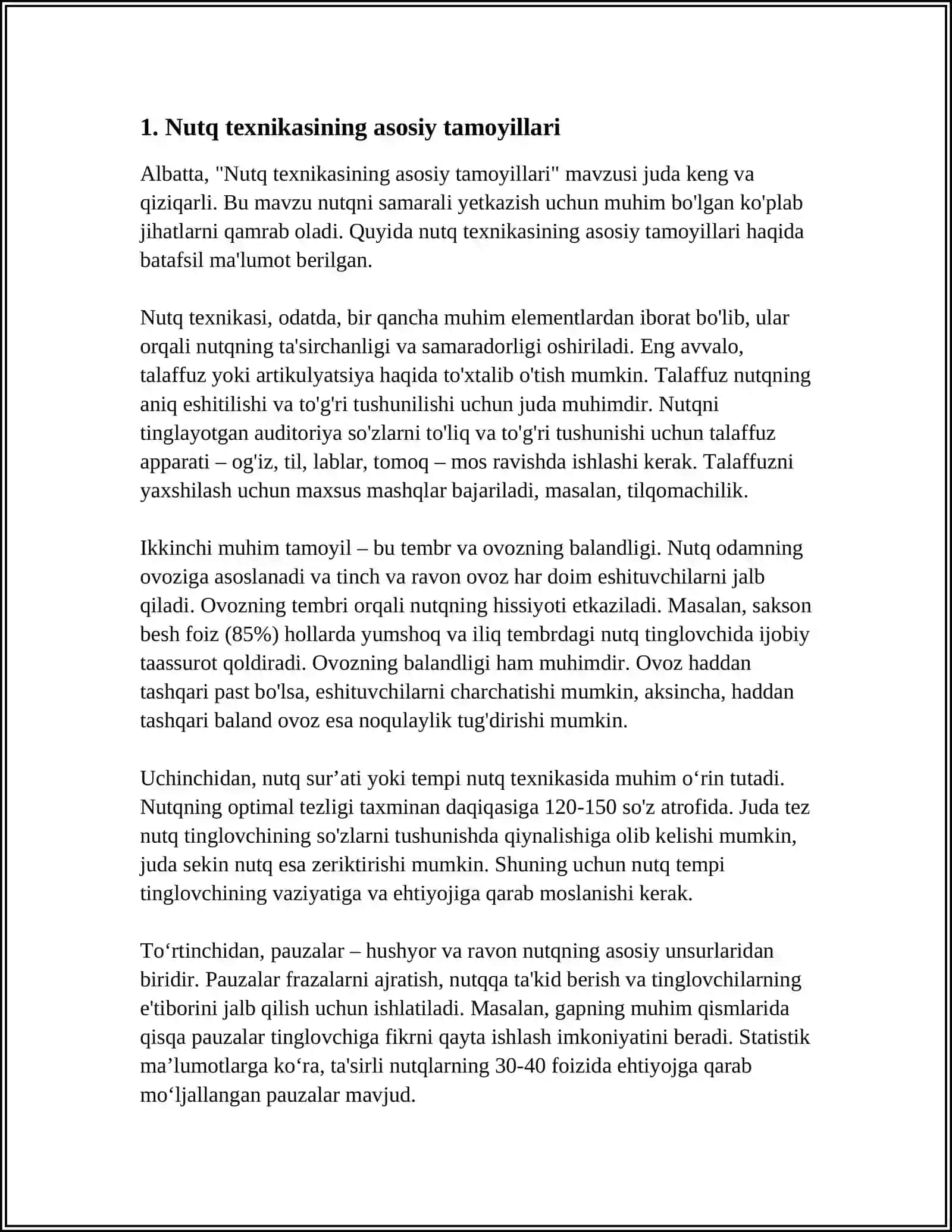 NUTQ TEXNIKASI VA NOTIQLIK MADANIYATI.O'QITUVCHI NUTQINING TO'G'RILIGI,RAVONLIGI,ANIQLIGI VA TA'SIRCHANLIGINI OSHIRISH 3