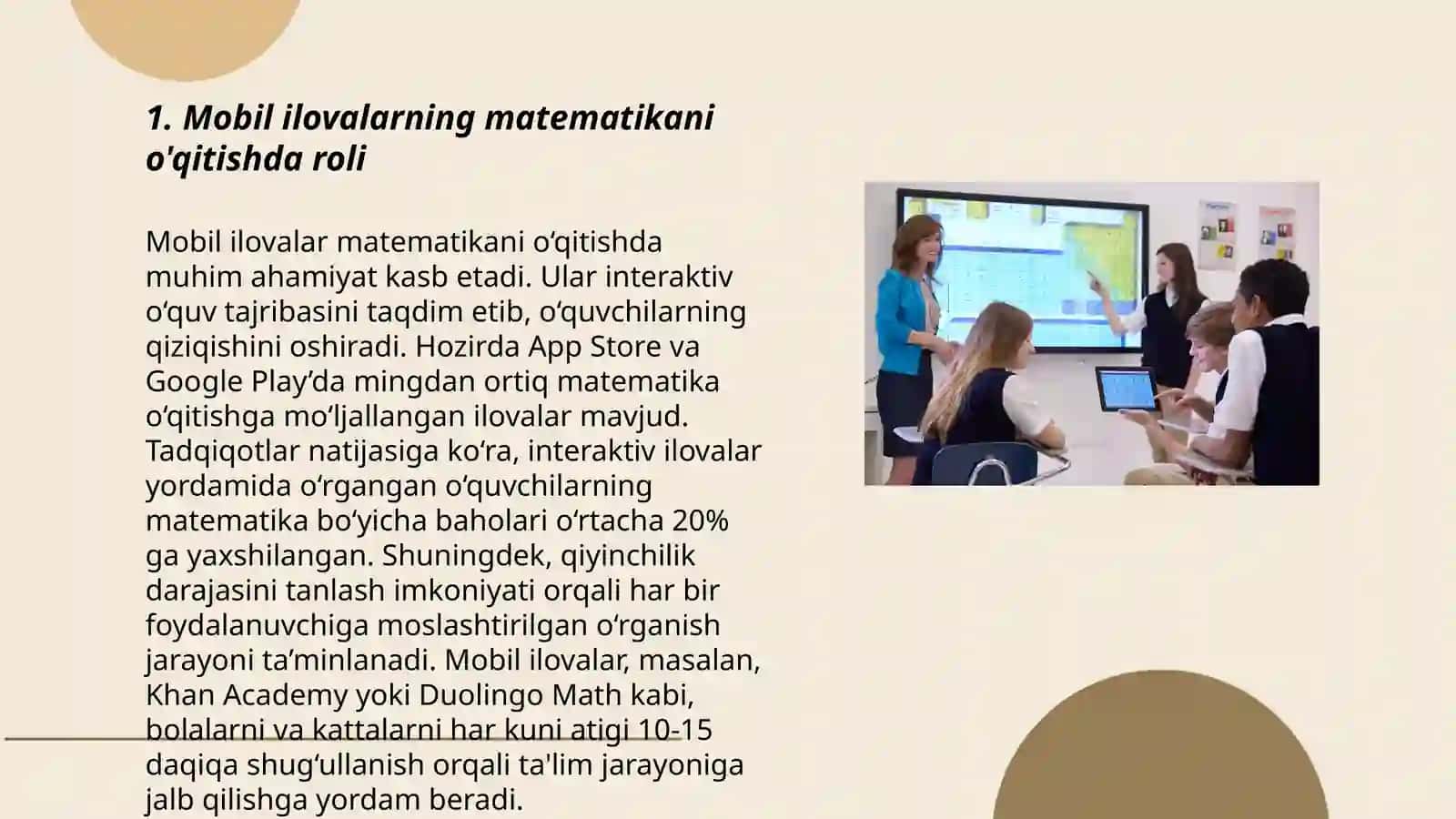 Matematikani oʻqitishda mobil ilovalar va oʻquv platformalarini integratsiya qilish 3