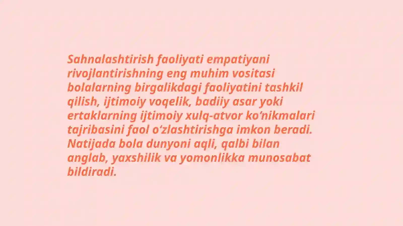 Bolalarni sahnalashtirish va ijodiy faoliyatga o'rgatish fanidan Taqdimoti 3