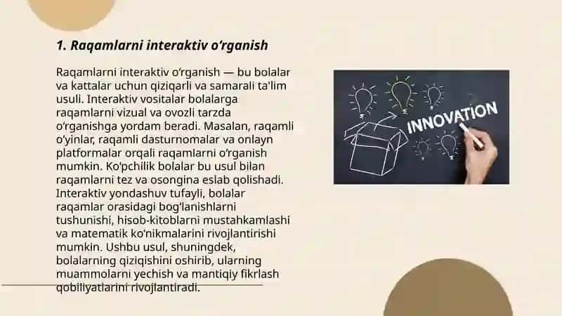 Boshlang'ich siniflarda matematika darslarida inovatsion yondashuv 1-4 siniflarda 3