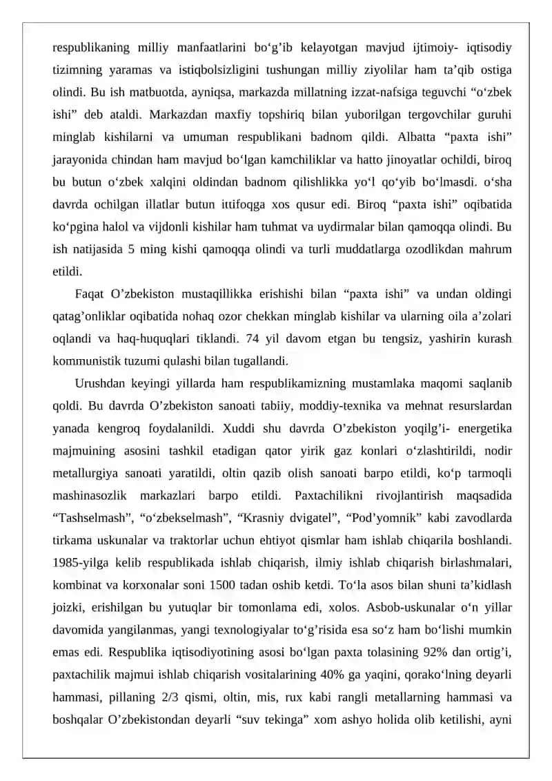 MUSTAQILLIKKA ERISHISH ARAFASIDA O’ZBEKISTONDAGI IJTIMOIY-SIYOSIY JARAYONLAR 3