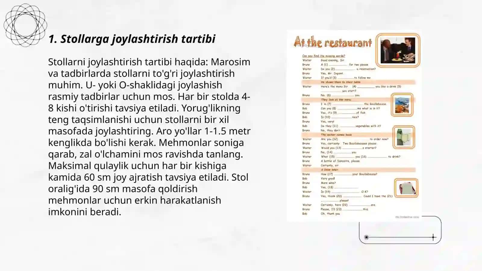 Restoranlarda mexmonlarga xizmat korsatish qoidalari 3