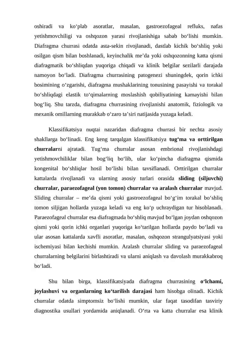 Diafragma churrasi etialogiyasi patogenezi klasfikatsiyasi operativ davolash 3