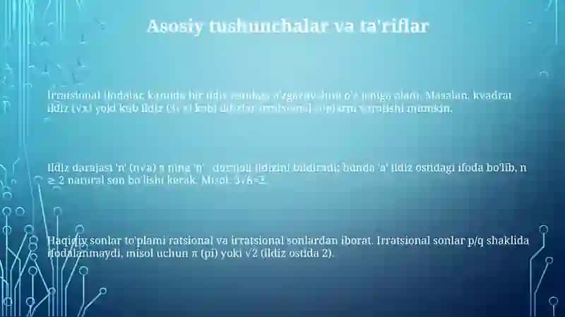 Irratsional ifodalarni ayniy almashtirishga oid misollar yechish 3