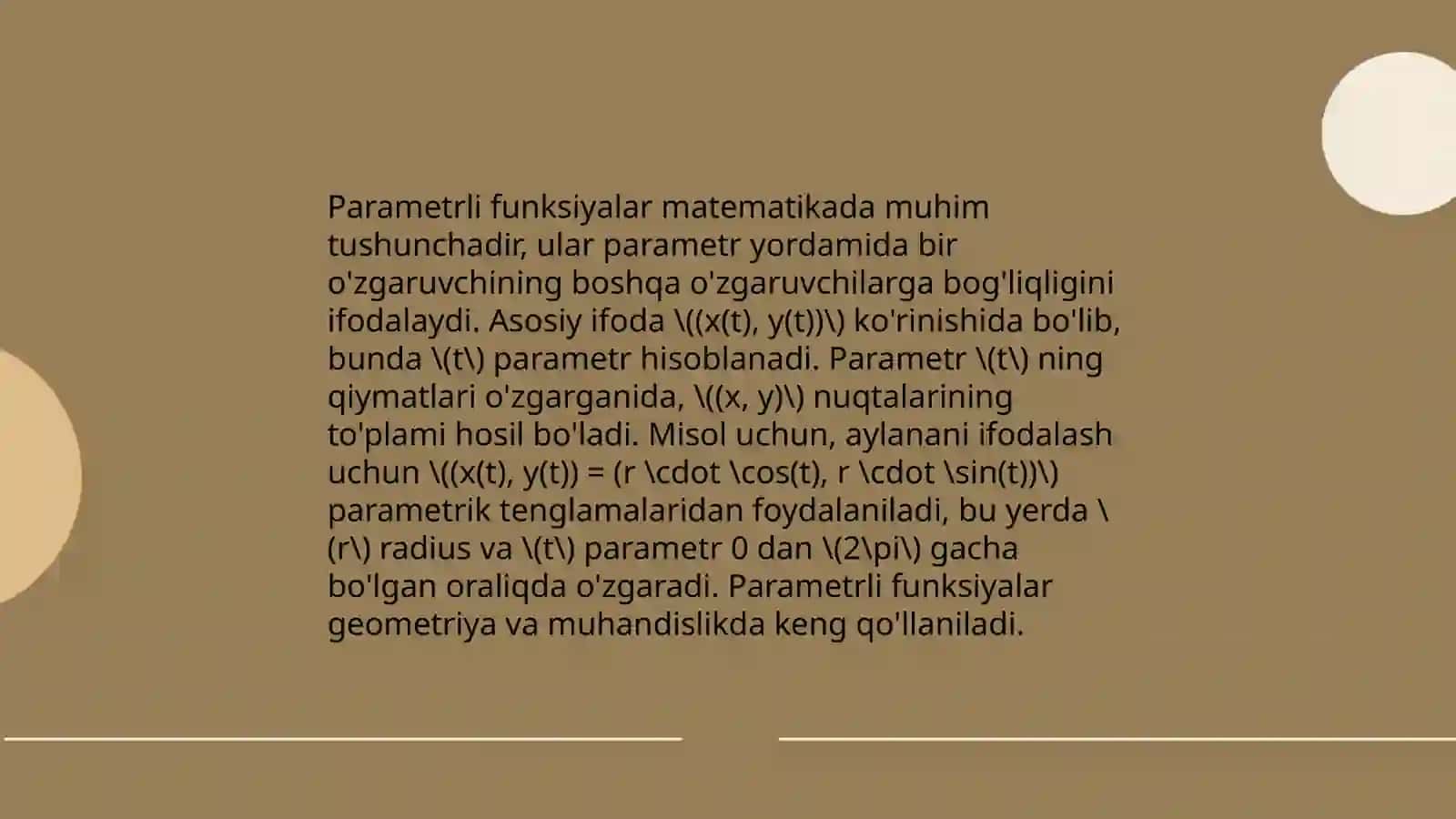 Parametrli funksiyalar bilan ishlash 3