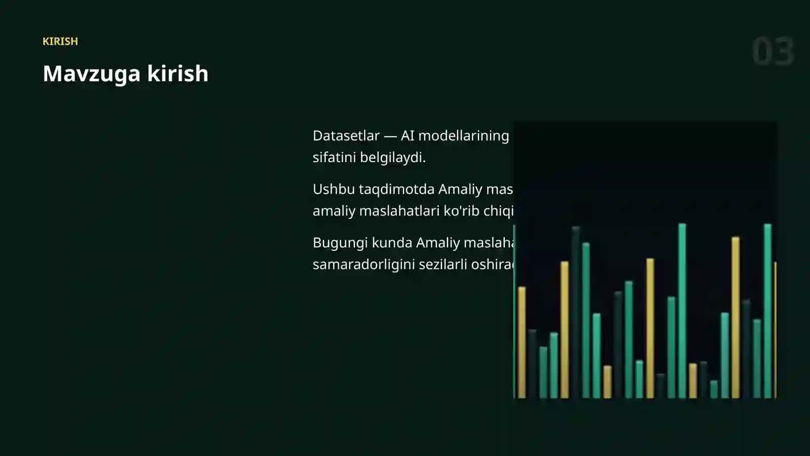 Amaliy maslahatlar: amaliy qo'llanma (Datasetlar va ma'lumot) 3