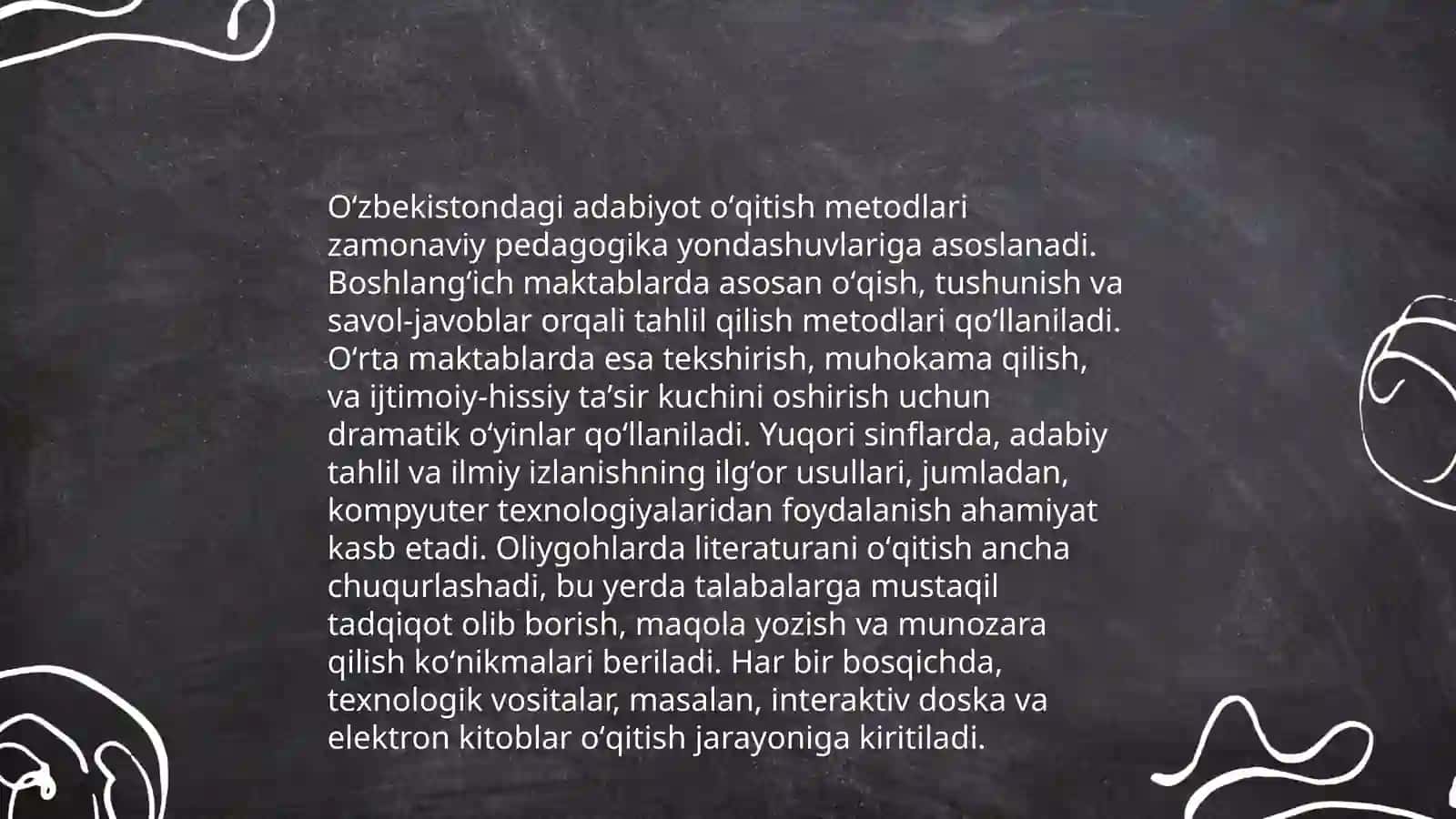 O'zbekiston ta'lim muassasalarida amal qilinayotgan adabiyot o'qitish metodlarini xorijdagi o'qitish metodlari bilan qiyoslab o'rganish 3