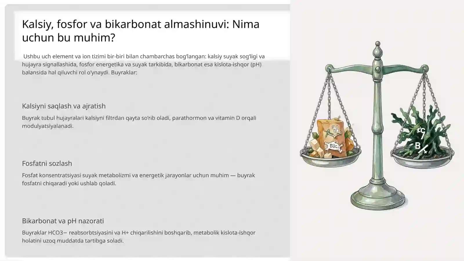 Buyraklarning Kalsiy, Fosfor va Bikarbonat Almashinuvidagi Ahamiyati 3
