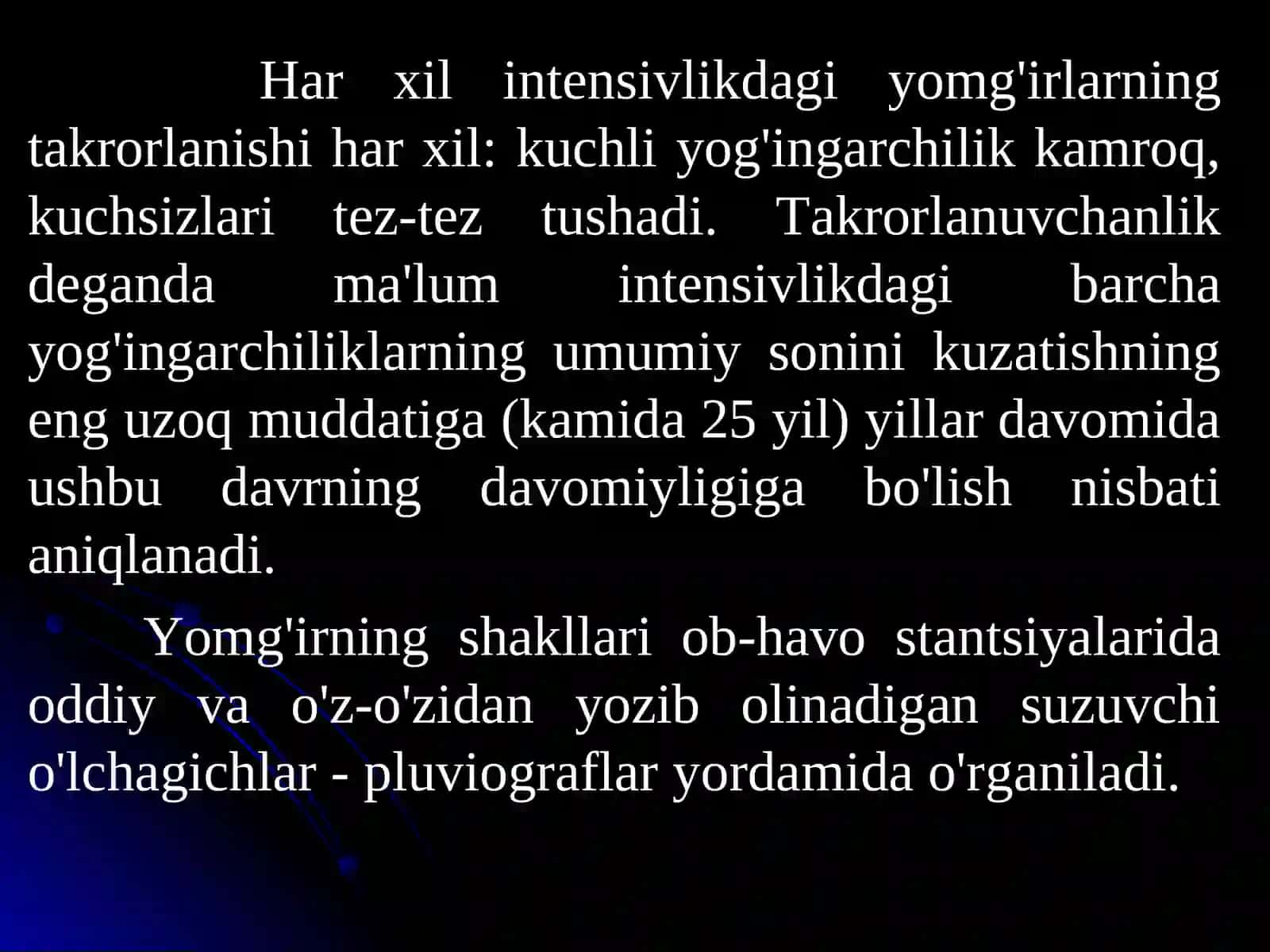 13-ma’ruza. Yomg’ir jadalligini aniqlash uchun ifodalar 3