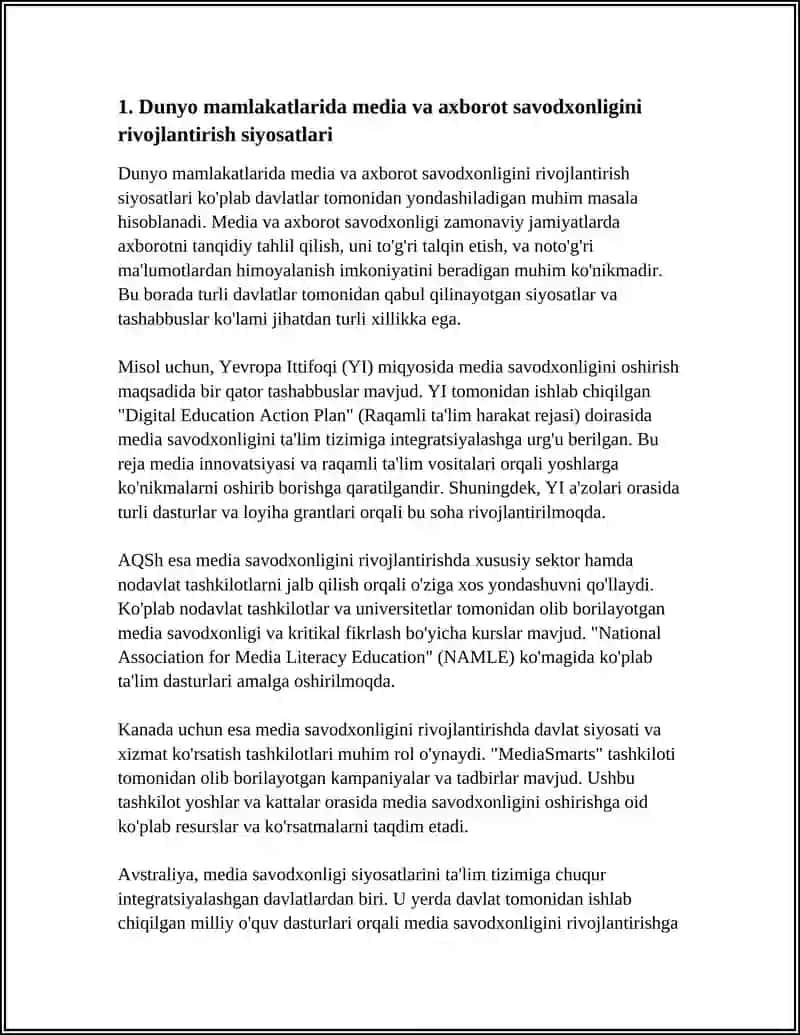 DUNYO MAMLAKATLARIDA MEDIA VA AXBOROT SAVODXONLIGI TARAQQIYOTI 3