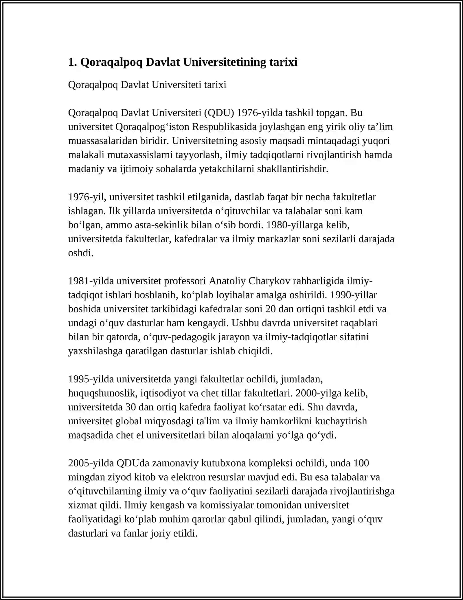 REFERAT Mavzu: QORAQALPOQ DAVLAT UNIVERSITETI 3