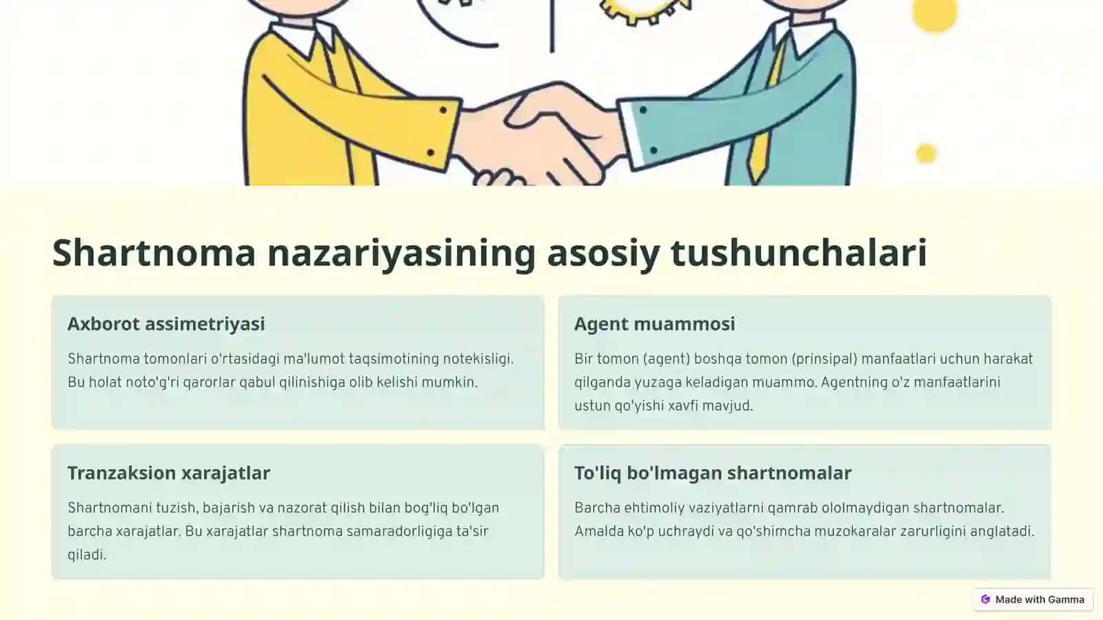 Mustaqil ta'lim Shartnoma nazariyasi va Tashkilotni 3