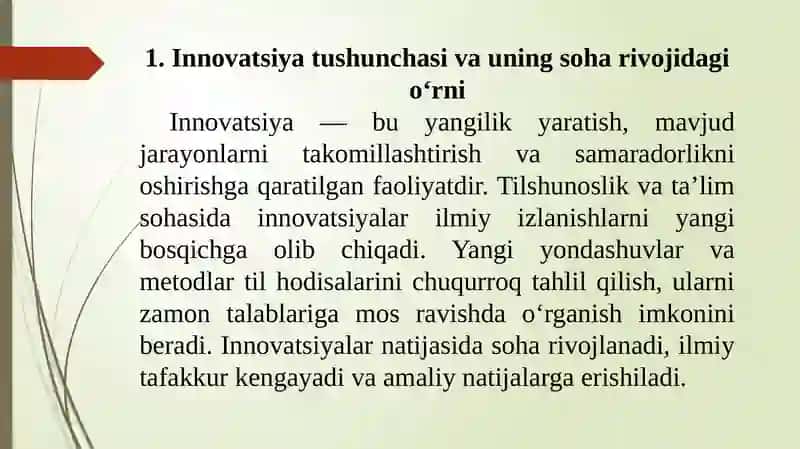 Sohadagi innovatsion yangiliklar 3