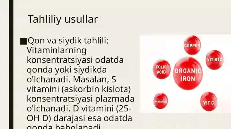 Organizmning vitaminlar bilan ta'minlanganligini o'rganish va baholash 3