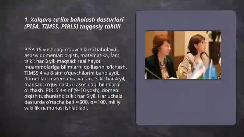 Xalqaro ta'lim baholash dasturlari (PISA, TIMSS, PIRLS) taqqosiy tahlili 3