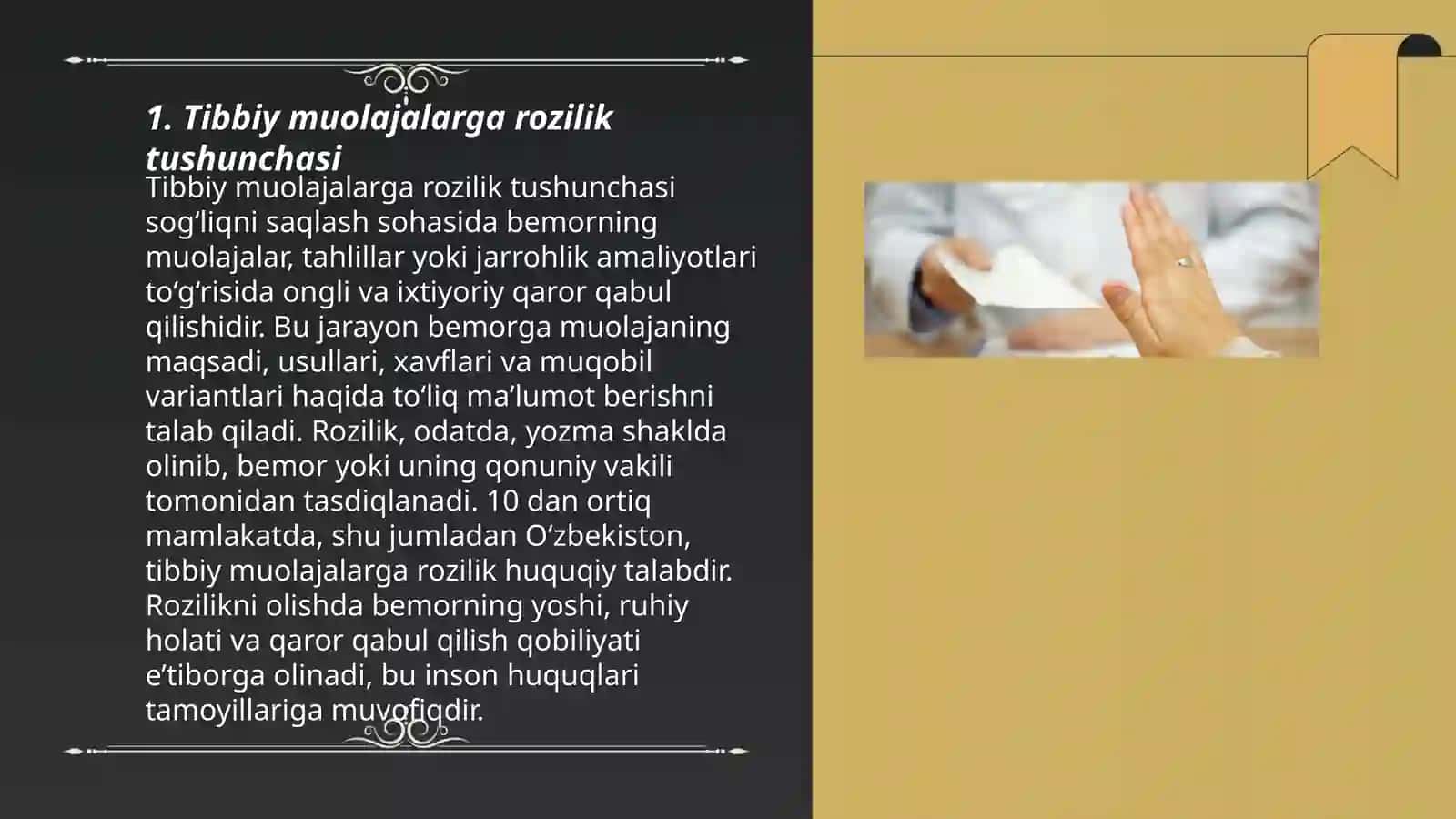 Tibbiy muolajalarga rozilik masalasi 3