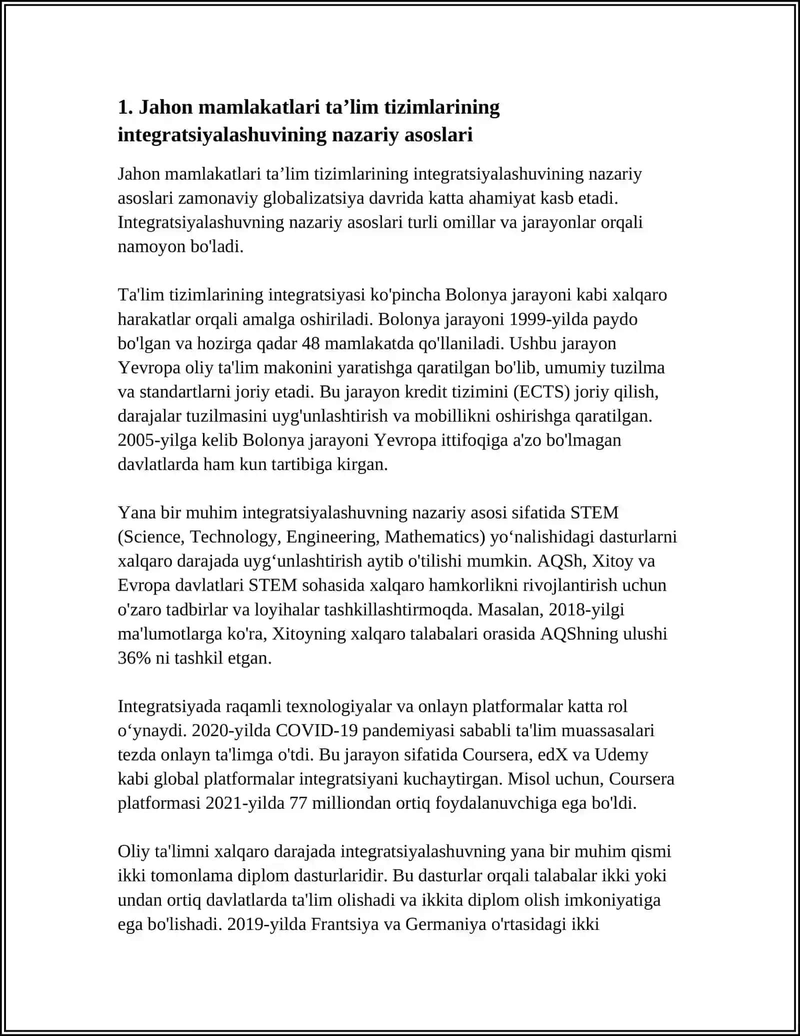 JAHON MAMLAKATLARI TALIM TIZIMINING INTEGRATSIYALASHUVI 2025-2026-O'QUV YILI 3