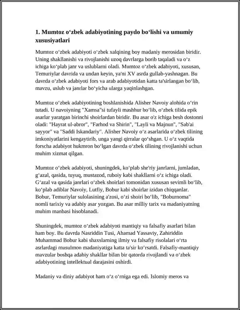 Mumtoz Oʻzbek Adabiyoti Va Uning Rivojlanish Bosqichlari 3