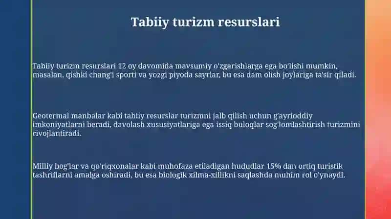 Turistik resurslarning turlari 3