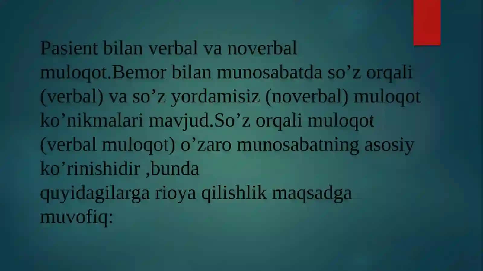 Patsient bilan verbal va non-verbal muloqot ko'nikmalari 3